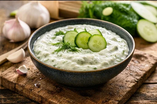 Tzatziki and Greek spread presentation